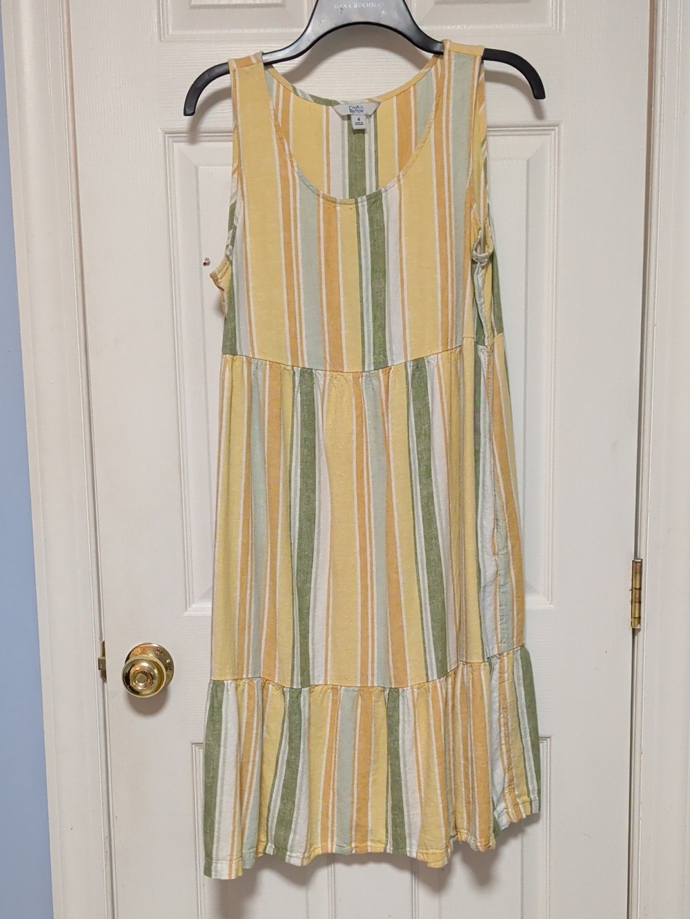 croft & barrow Yellow, Green & Cream Striped Tiered Sundress